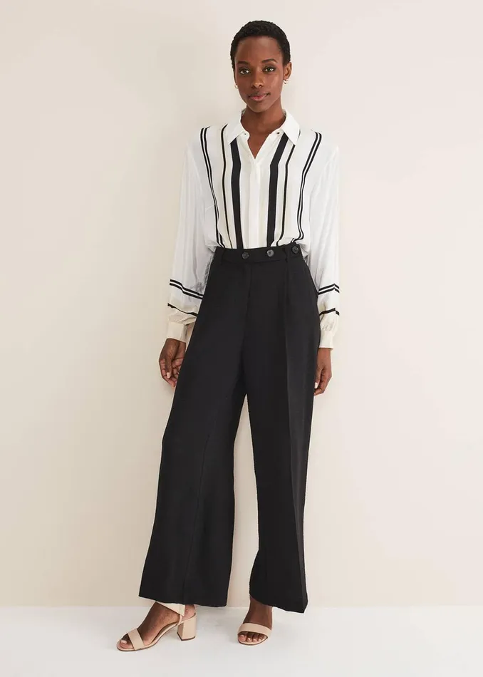 Women Phase Eight Trousers Opal Wide Leg Trousers Black