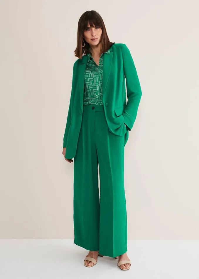Women Phase Eight Trousers Opal Wide Leg Trousers Green