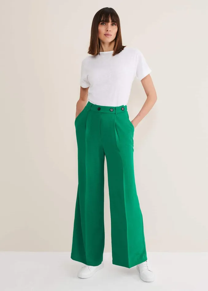 Women Phase Eight Trousers Opal Wide Leg Trousers Green