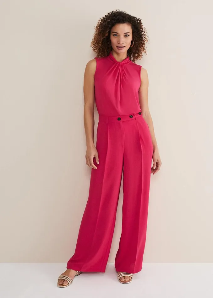Women Phase Eight Trousers Opal Wide Leg Trousers Raspberry