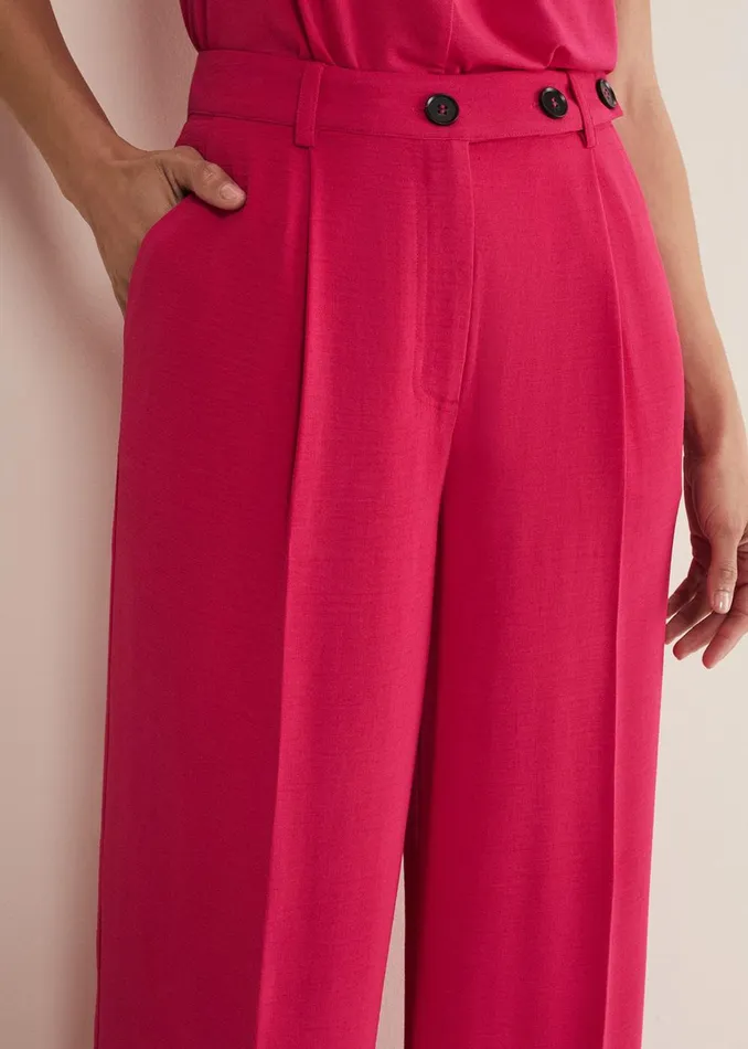 Women Phase Eight Trousers Opal Wide Leg Trousers Raspberry