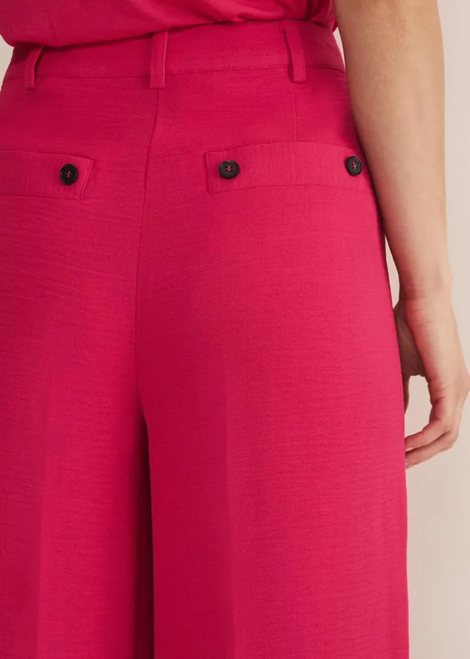 Women Phase Eight Trousers Opal Wide Leg Trousers Raspberry