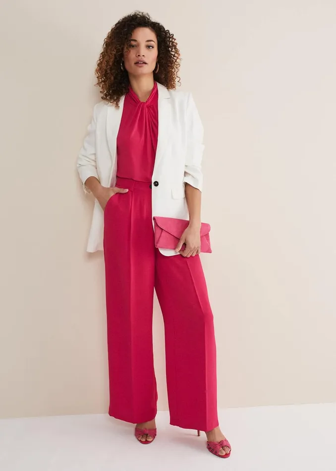 Women Phase Eight Trousers Opal Wide Leg Trousers Raspberry