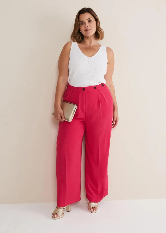 Women Phase Eight Trousers Opal Wide Leg Trousers Raspberry