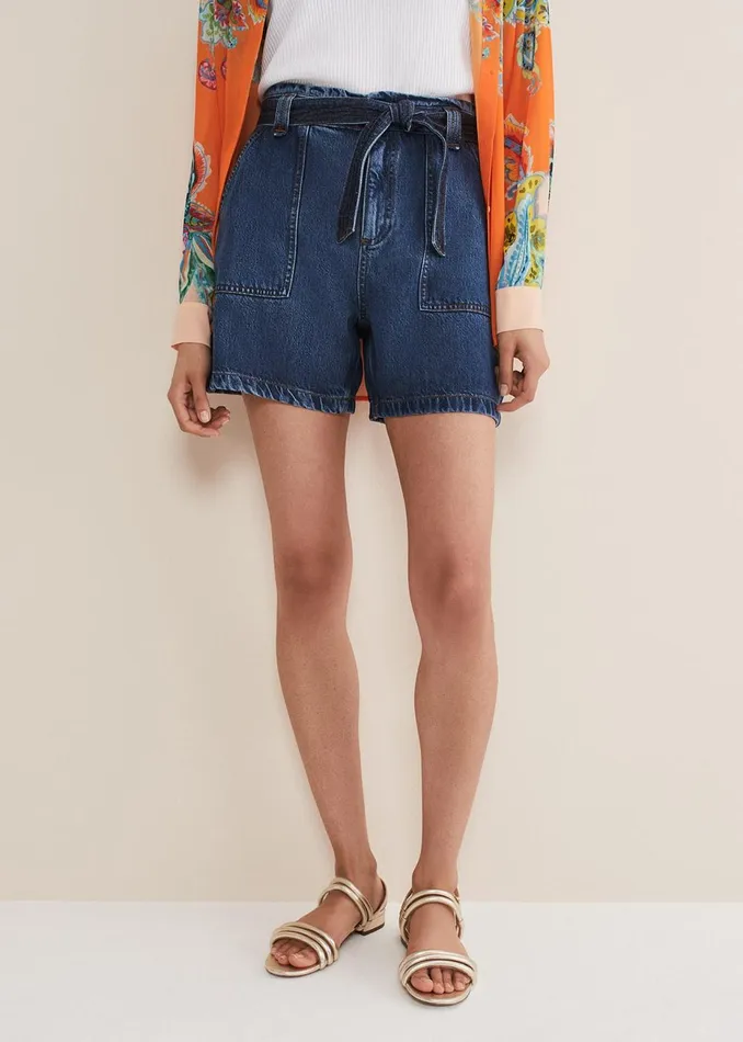Women Phase Eight Trousers Paige Denim Shorts Mid Wash