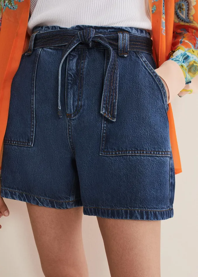 Women Phase Eight Trousers Paige Denim Shorts Mid Wash