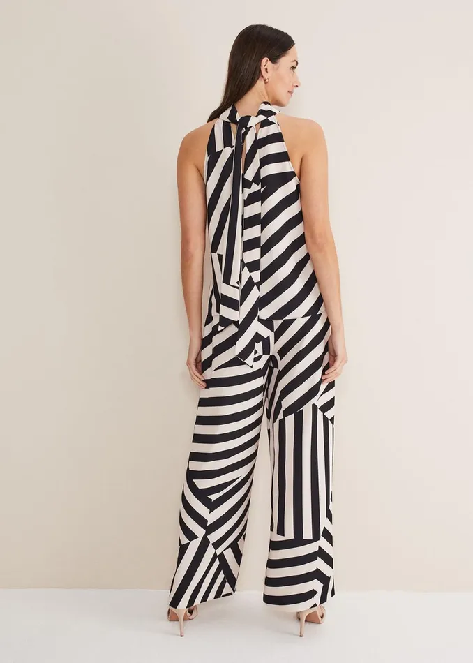 Women Phase Eight Trousers Phillis Striped Wide Leg Trousers Blackpink