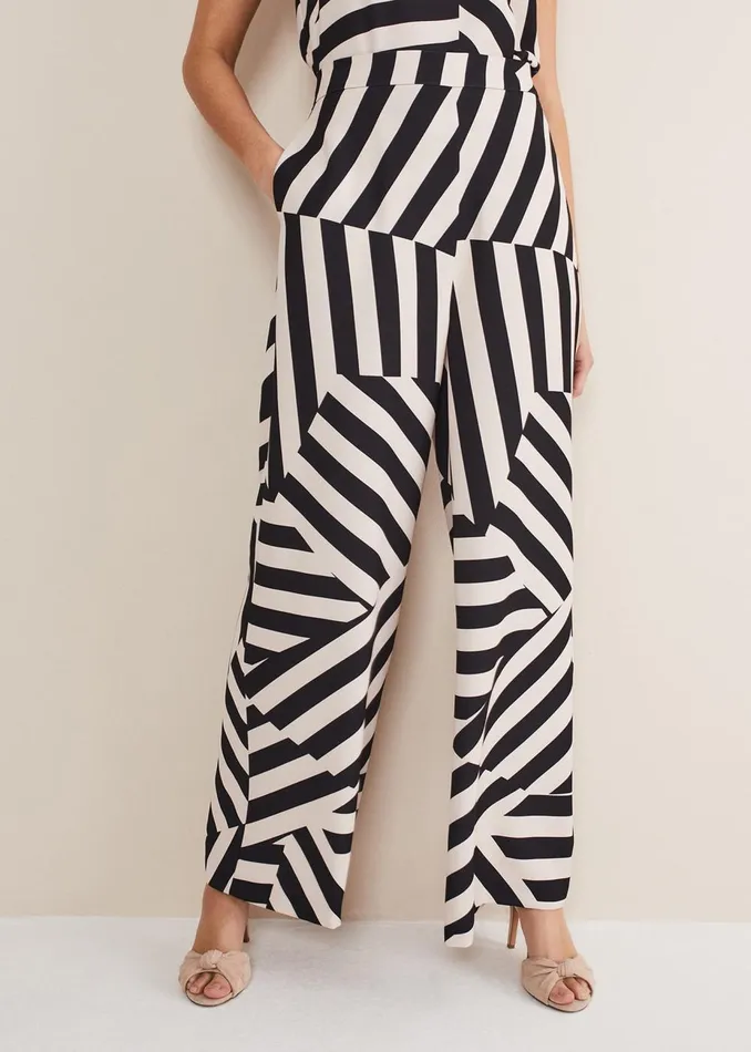 Women Phase Eight Trousers Phillis Striped Wide Leg Trousers Blackpink