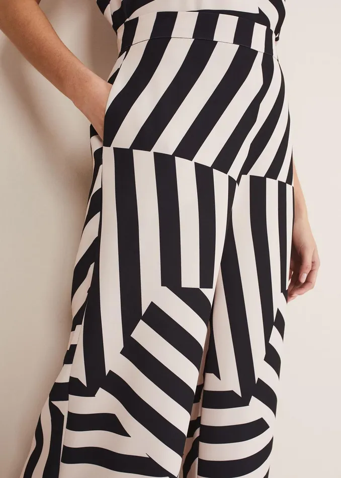 Women Phase Eight Trousers Phillis Striped Wide Leg Trousers Blackpink