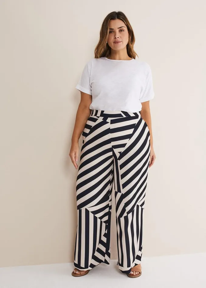 Women Phase Eight Trousers Phillis Striped Wide Leg Trousers Blackpink