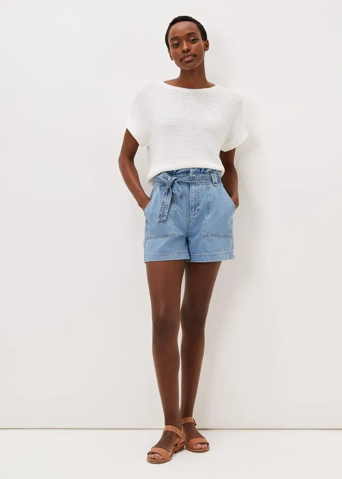 Women Phase Eight Trousers Pollie Denim Cargo Short Denim