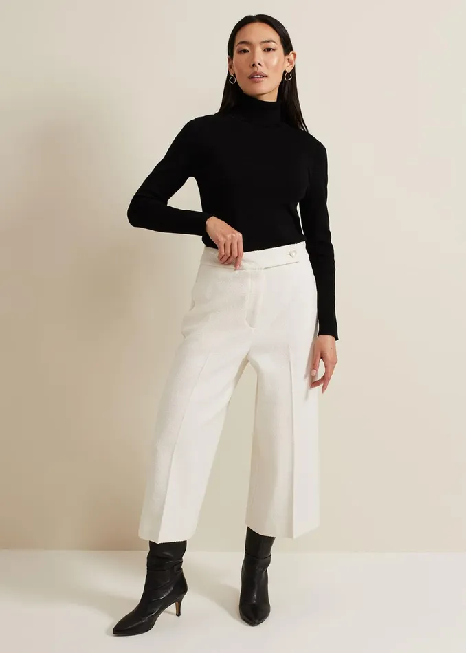 Women Phase Eight Trousers Ripley Boucle Culotte Ivory