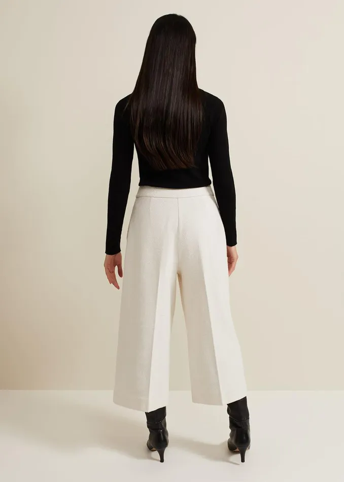 Women Phase Eight Trousers Ripley Boucle Culotte Ivory
