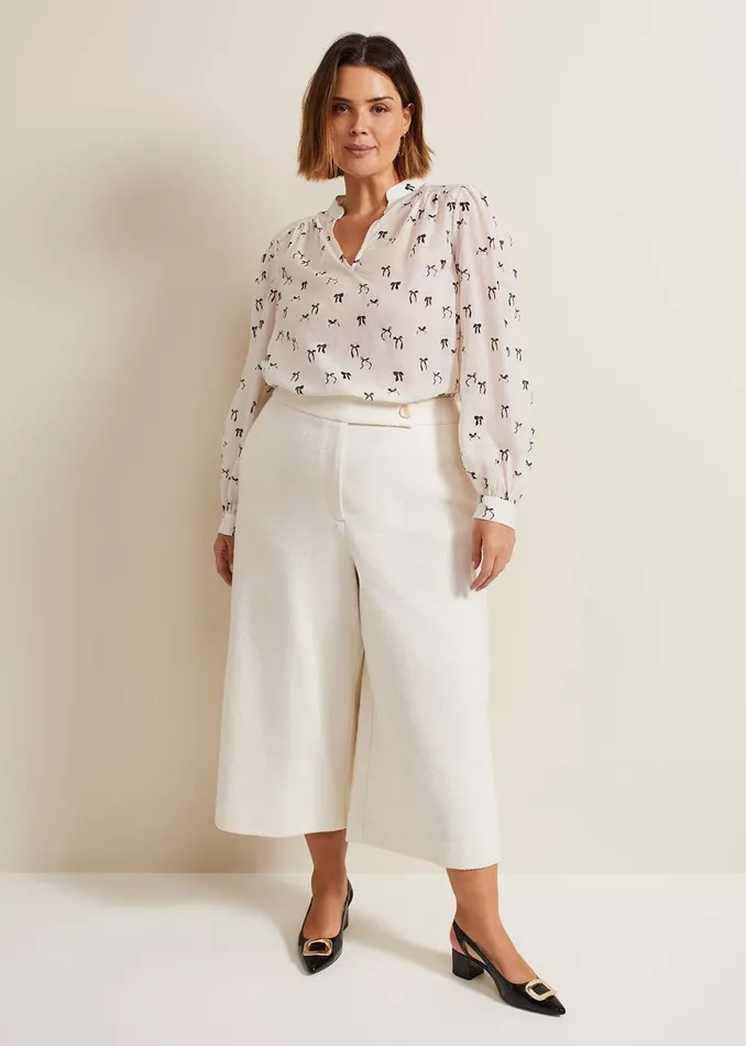 Women Phase Eight Trousers Ripley Boucle Culotte Ivory