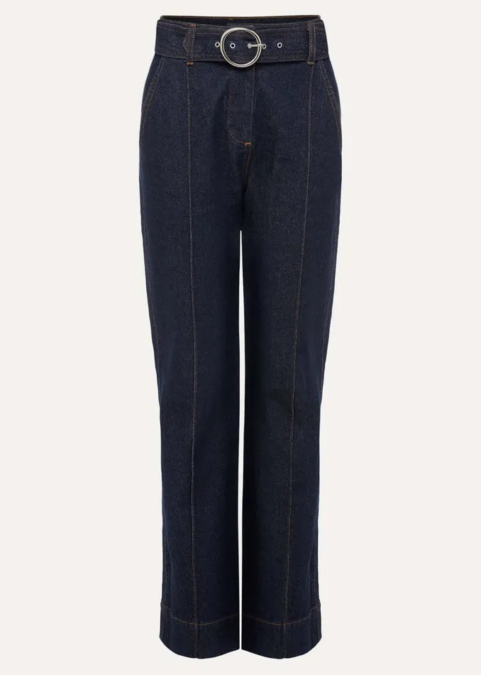 Women Phase Eight Trousers Shawna Belted Bootcut Jeans Dark Indigo