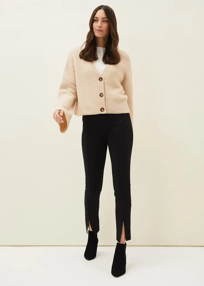 Women Phase Eight Trousers Trixie Split Front Ponte Leggings Black