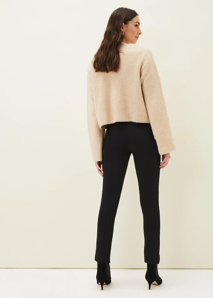 Women Phase Eight Trousers Trixie Split Front Ponte Leggings Black