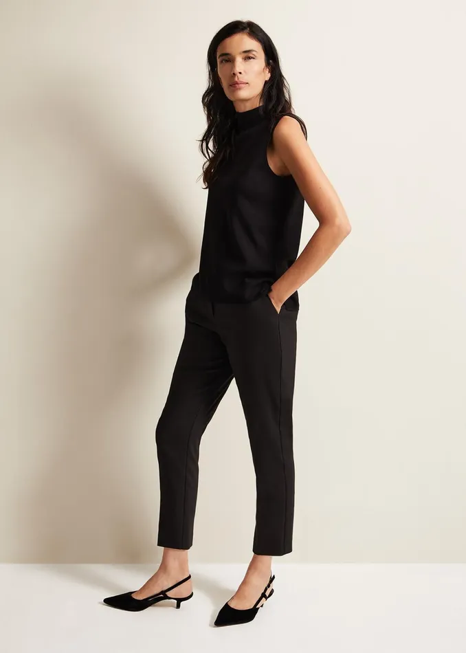 Women Phase Eight Trousers Ulrica Straight Leg Trousers Black