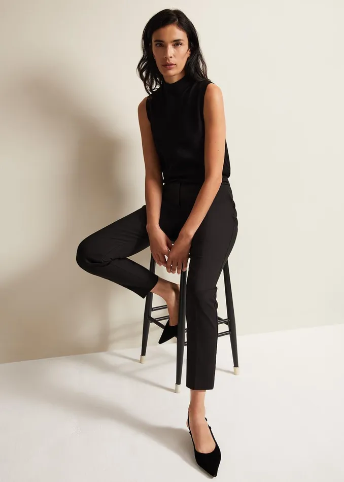 Women Phase Eight Trousers Ulrica Straight Leg Trousers Black