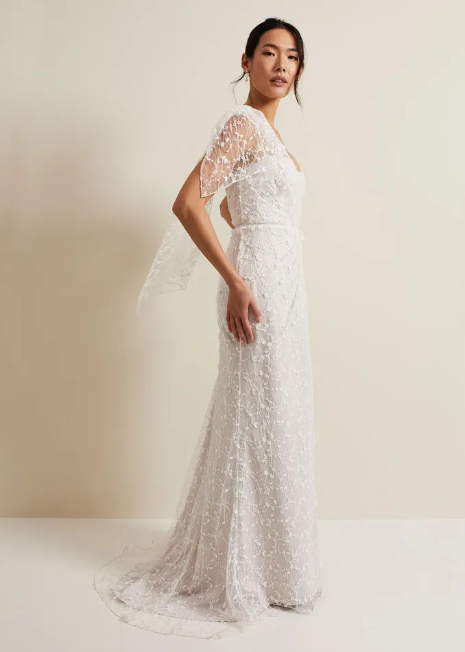 Women Phase Eight Wedding Dresses Anabel Lace One Shoulder Wedding Dress Pink Champagne