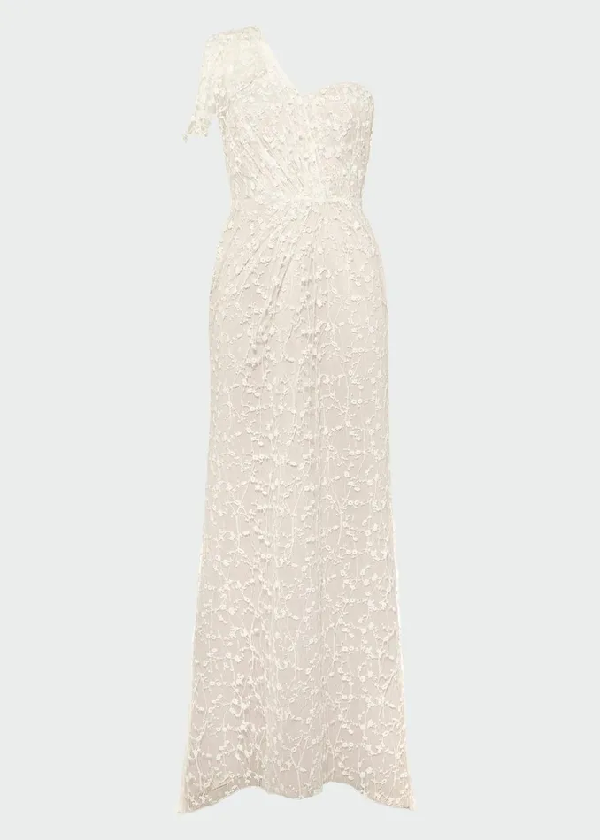 Women Phase Eight Wedding Dresses Anabel Lace One Shoulder Wedding Dress Pink Champagne