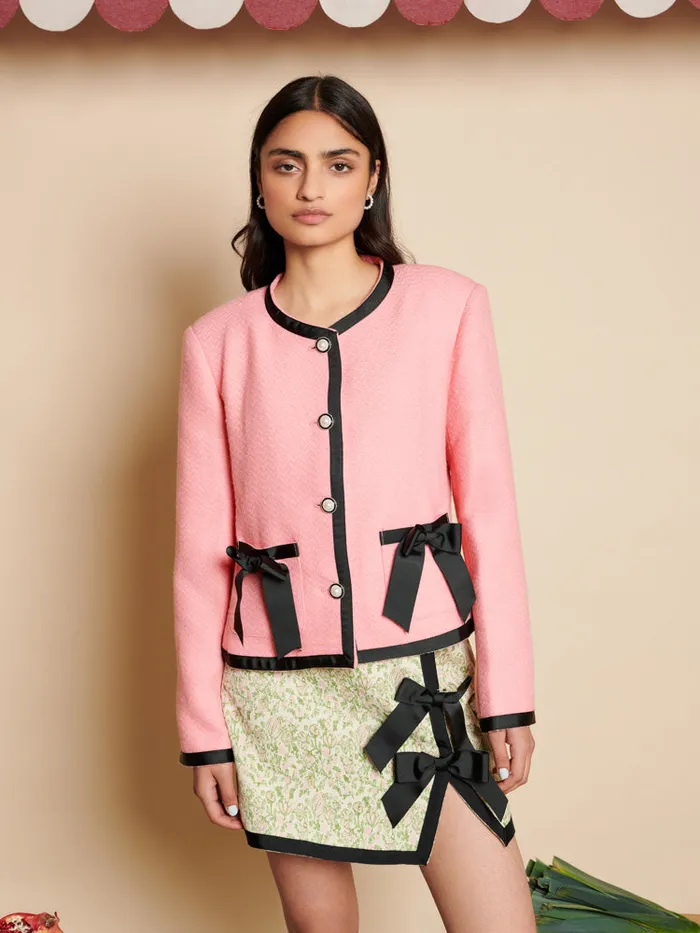 Women Plum Tweed Jacket Flamingo Pink Sister Jane Jackets