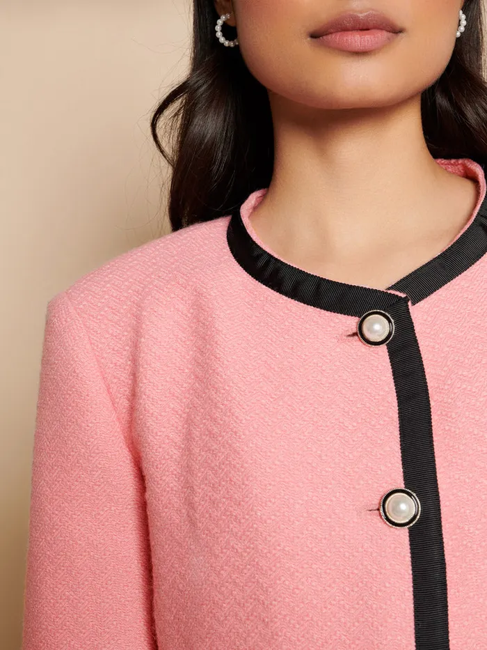 Women Plum Tweed Jacket Flamingo Pink Sister Jane Jackets