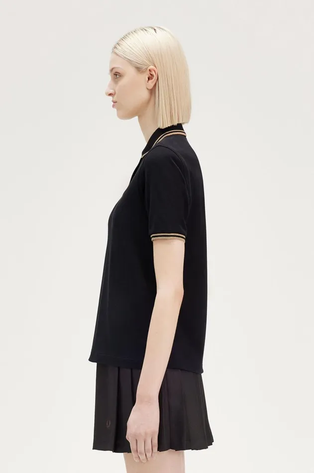 Women Polo Shirts Fred Perry G3600 Blackmetallic 1964 Gold
