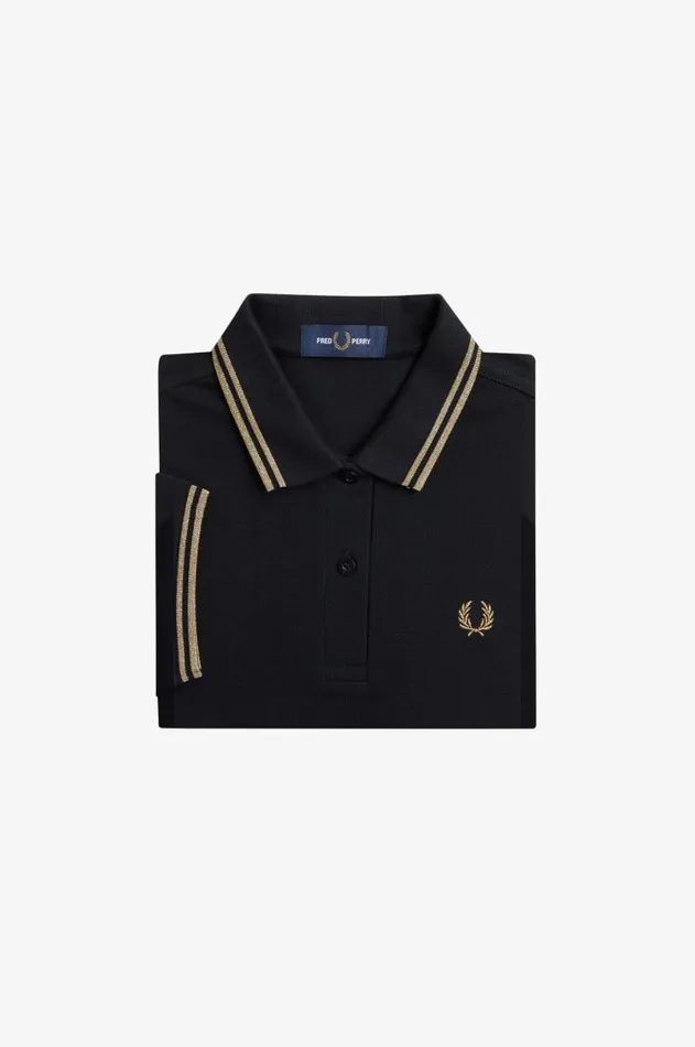 Women Polo Shirts Fred Perry G3600 Blackmetallic 1964 Gold