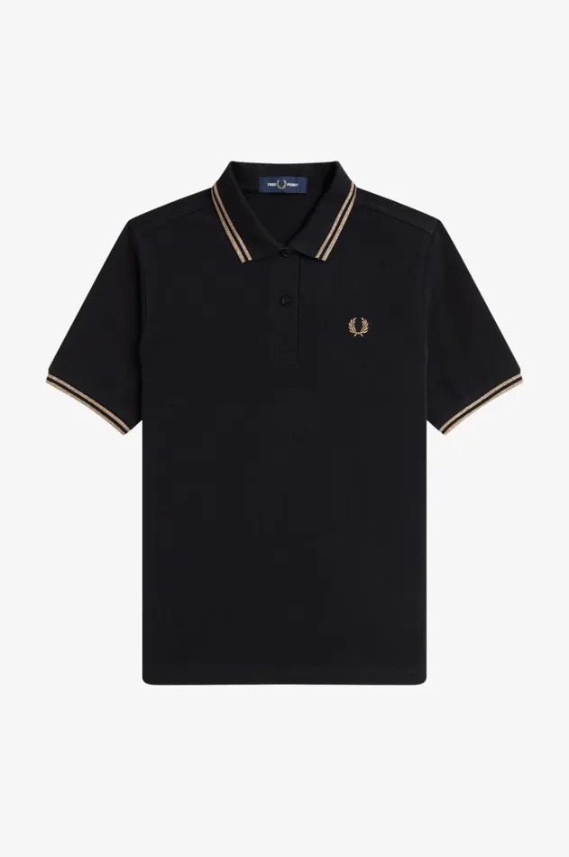 Women Polo Shirts Fred Perry G3600 Blackmetallic 1964 Gold