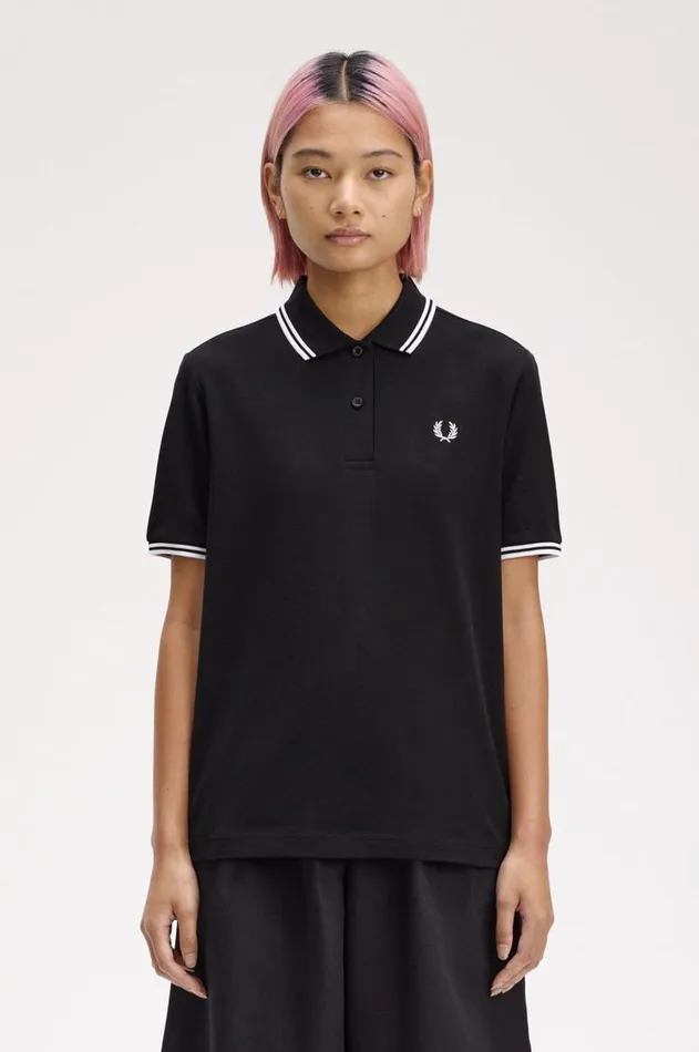 Women Polo Shirts Fred Perry G3600 Blackwhitewhite