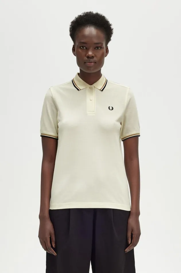 Women Polo Shirts Fred Perry G3600 Ecruwarm Stoneblack