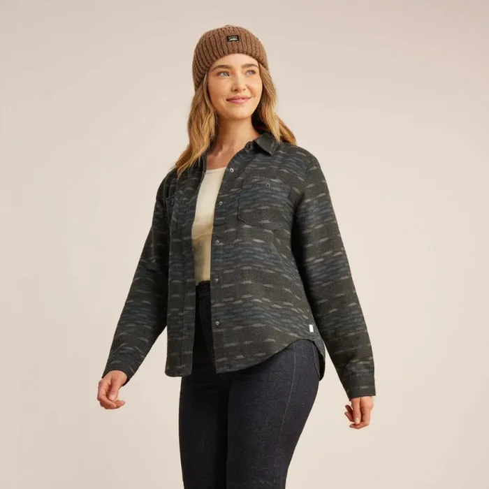 Women Roark Flannels Alpine Long Sleeve Flannel Black Pattern