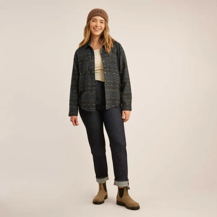 Women Roark Flannels Alpine Long Sleeve Flannel Black Pattern