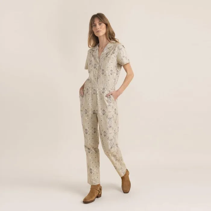 Women Roark Jumpsuits Layover Short Sleeve Jumpsuit Stone