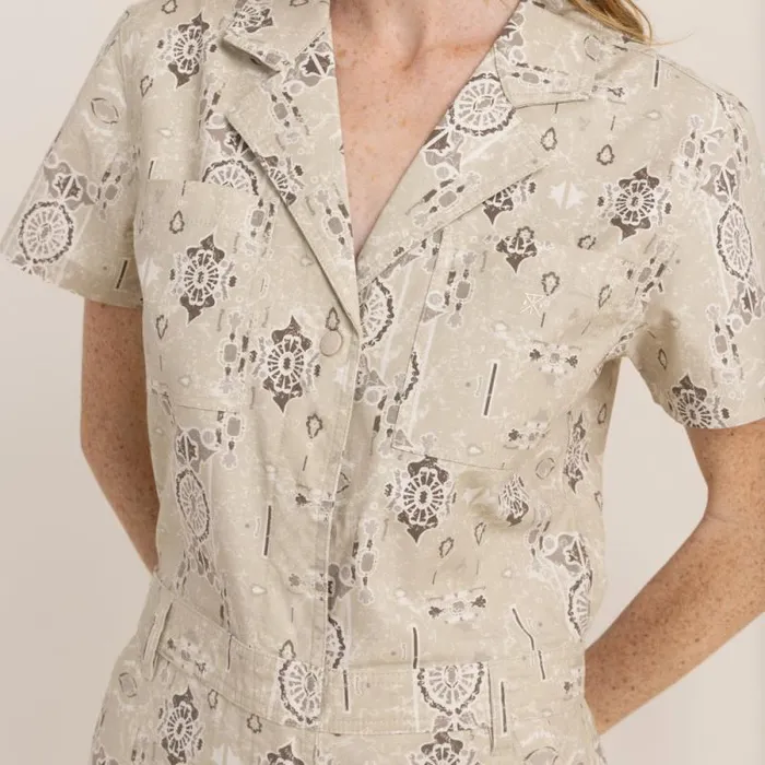 Women Roark Jumpsuits Layover Short Sleeve Jumpsuit Stone