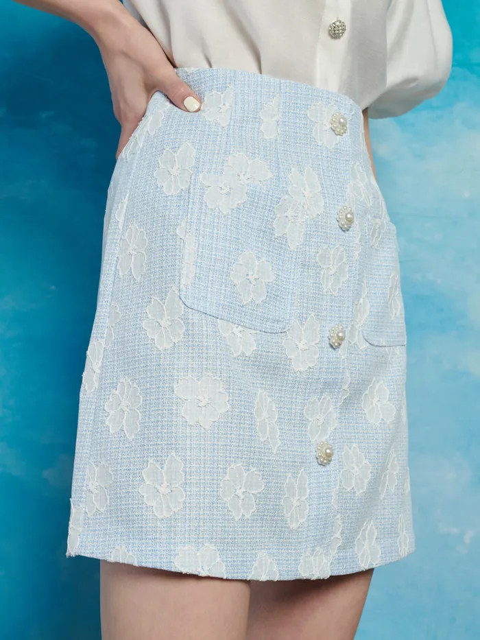 Women Rodeo Tweed Mini Skirt Pastel Blue Sister Jane Bottoms