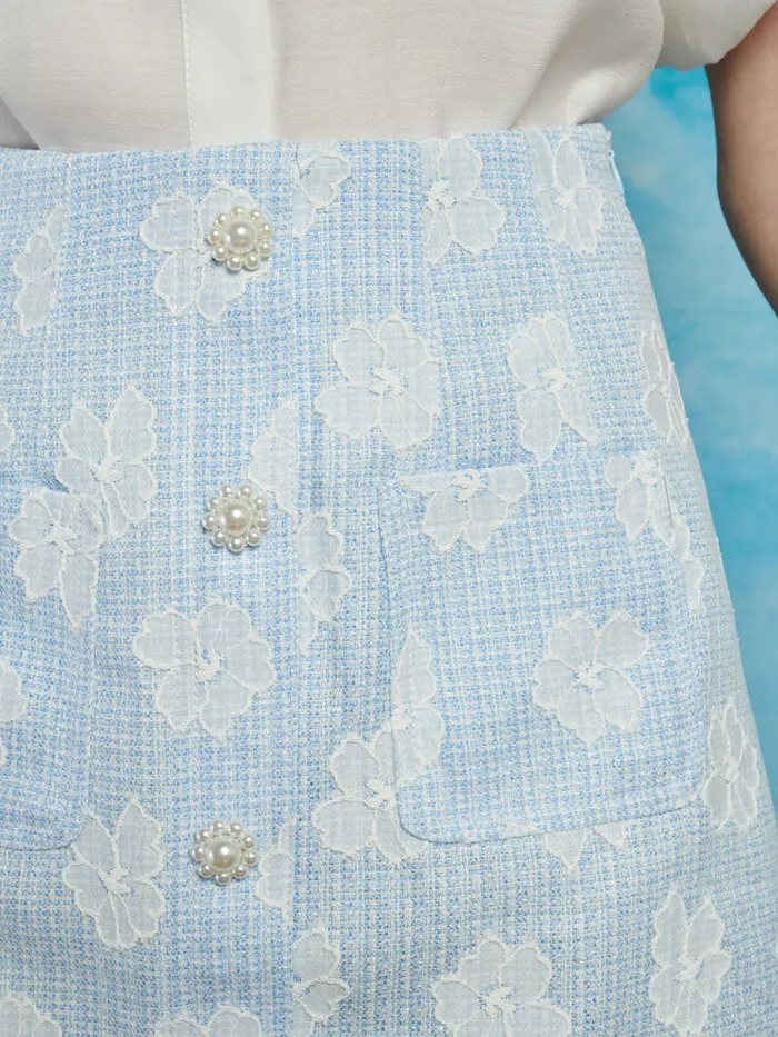 Women Rodeo Tweed Mini Skirt Pastel Blue Sister Jane Bottoms