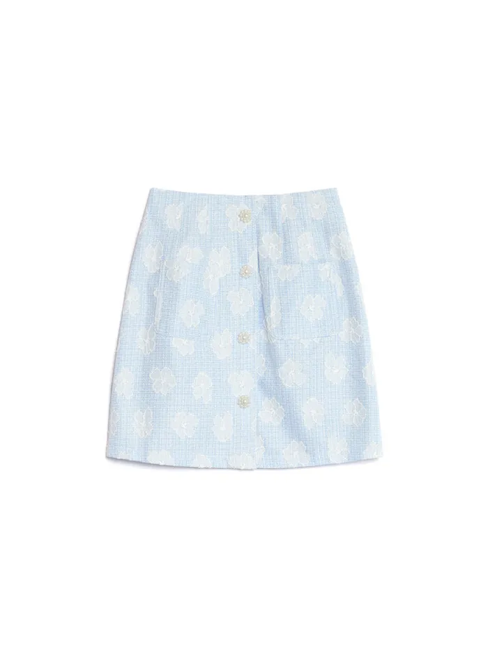 Women Rodeo Tweed Mini Skirt Pastel Blue Sister Jane Bottoms