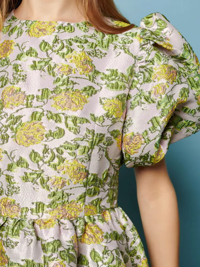 Women Rosebush Jacquard Mini Dress Lime Lemon Ivory Sister Jane Dresses