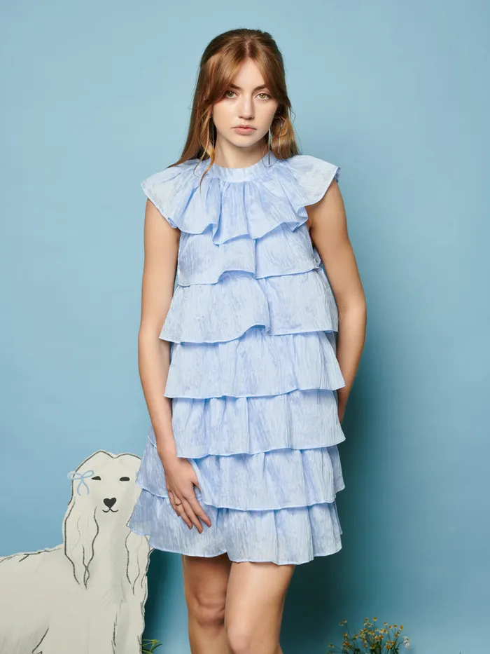 Women Ruby Ruffle Mini Dress Baby Blue Sister Jane Dresses