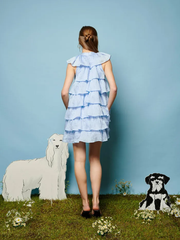 Women Ruby Ruffle Mini Dress Baby Blue Sister Jane Dresses