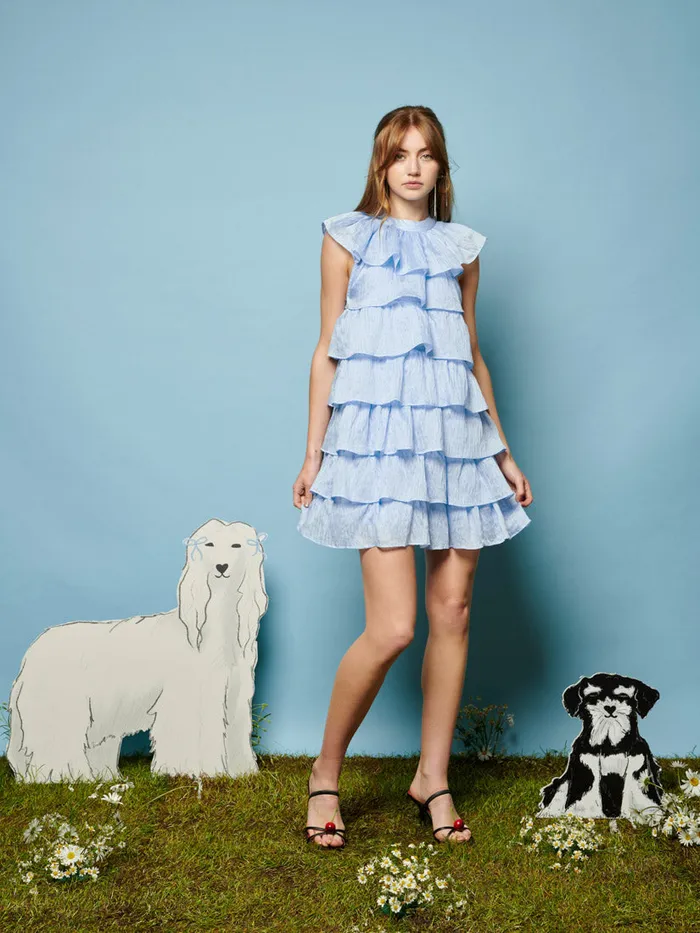 Women Ruby Ruffle Mini Dress Baby Blue Sister Jane Dresses