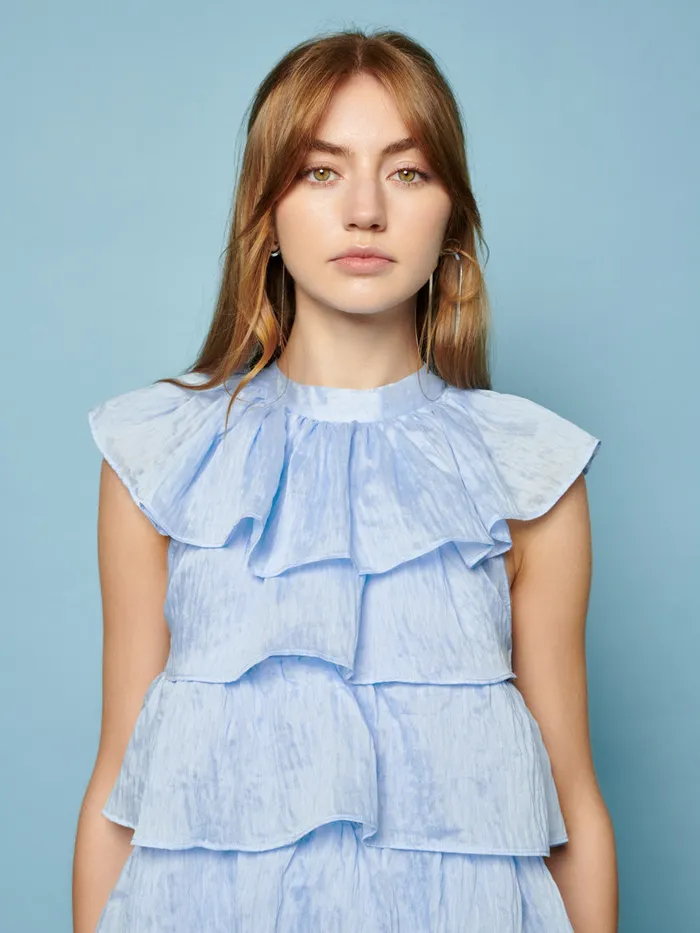 Women Ruby Ruffle Mini Dress Baby Blue Sister Jane Dresses