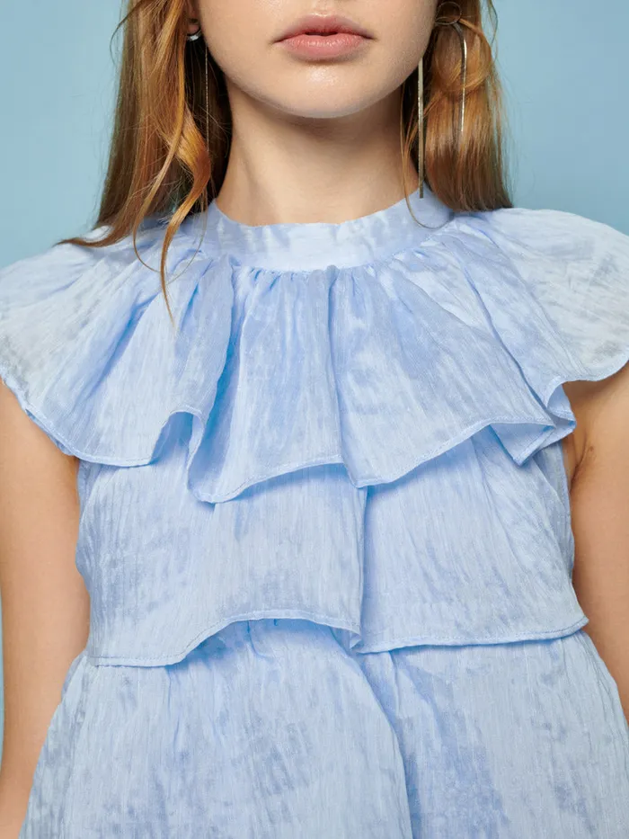 Women Ruby Ruffle Mini Dress Baby Blue Sister Jane Dresses