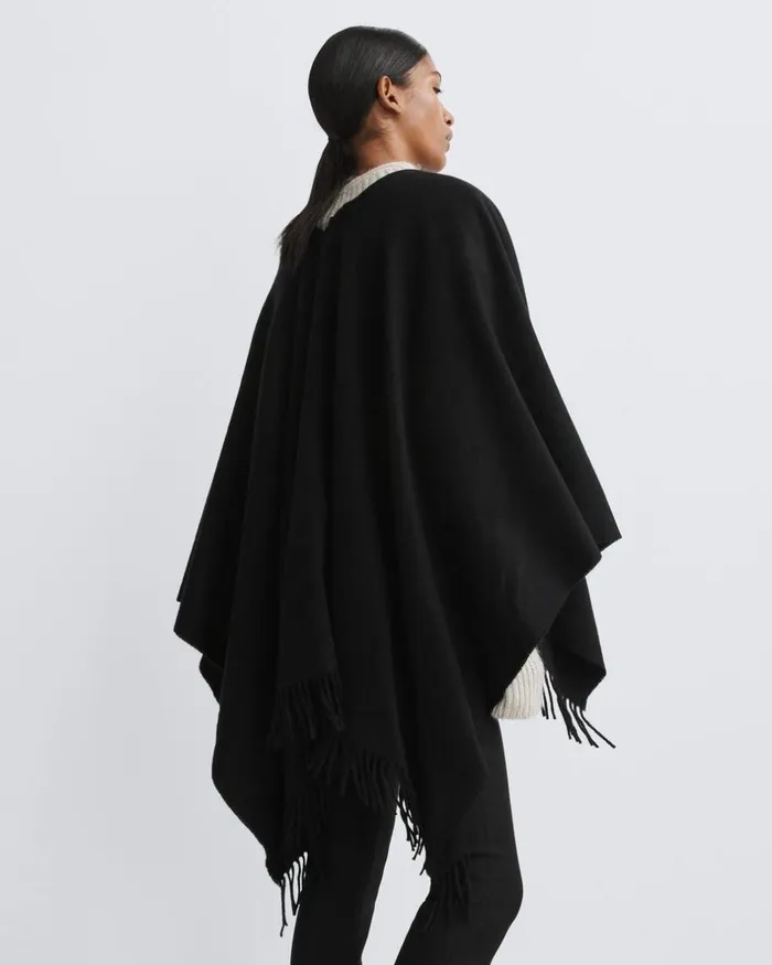 Women Scarves 038 Ponchos Rag 038 Bone Classic Cashmere Poncho Black