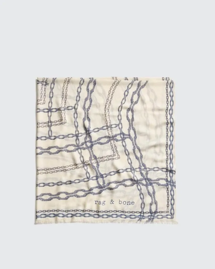 Women Scarves 038 Ponchos Rag 038 Bone Pea Chain Cashmere Scarf White
