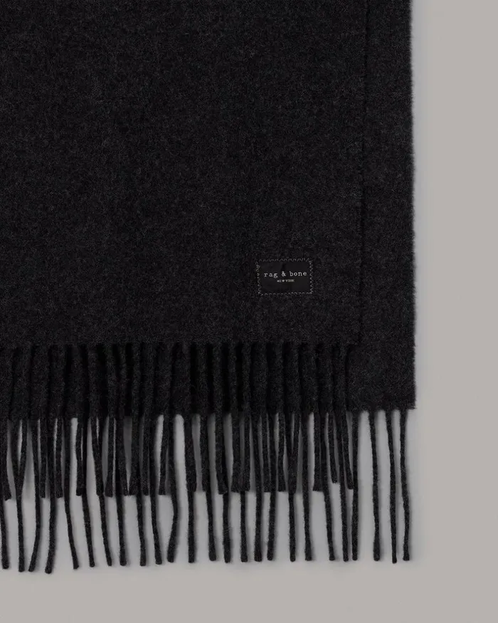 Women Scarves 038 Ponchos Rag 038 Bone Skinny Addison Recycled Wool Scarf Charcoal