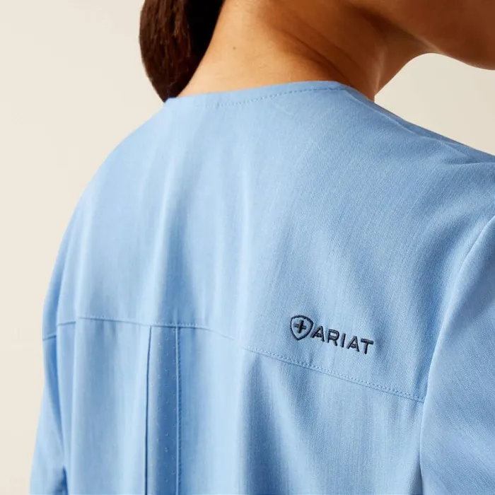 Women Scrubs Ariat Clara 6 Pocket Scrub Top Light Blue Heather