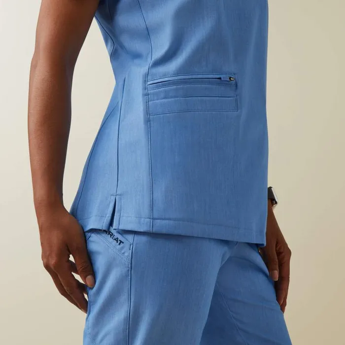 Women Scrubs Ariat Clara 6 Pocket Scrub Top Light Blue Heather